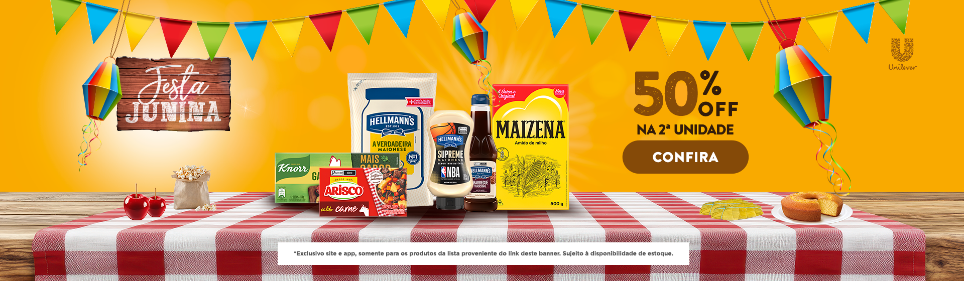 Unilever alimentos 50%  até 15/06